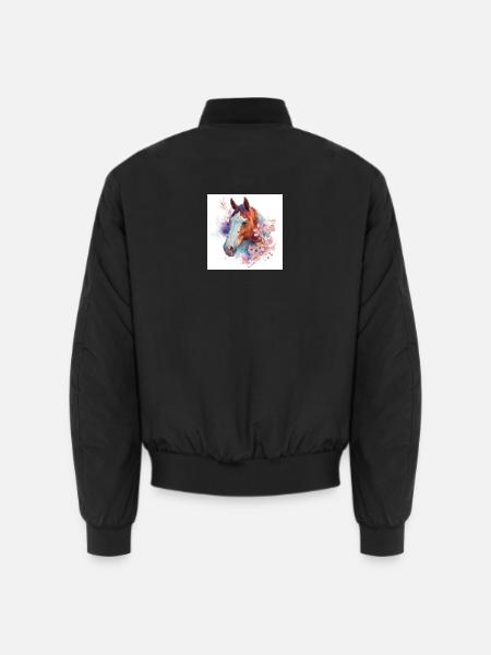 Aquarell Pferdeblüte - Unisex Bomberjacke - Schwarz