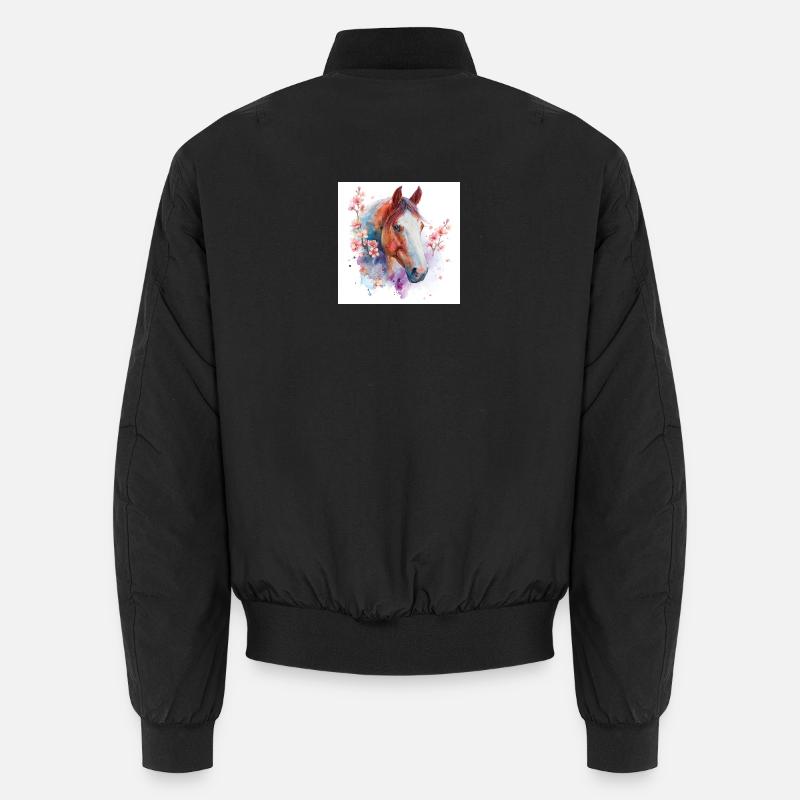 Aquarell Pferd und Blüten Unisex Bomberjacke