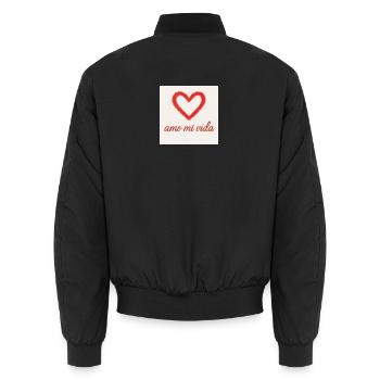 Cœur d’amour Amour Ma vie - Bomber unisexe - noir - Dos - AI Model Male 185 light (185cm)