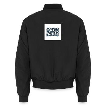 Ocean Child Wave Art - Unisex Bomber Jacket - black - Back - AI Model Male 185 light (185cm)