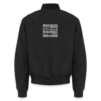 Mundart Österreich Typo Kollage Design - Unisex Bomberjacke - Schwarz - Hinten - AI Model Male 185 light (185cm)
