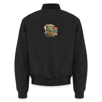 Retro Travel Globe Sticker Collection - Unisex Bomber Jacket - black - Back - AI Model Male 185 light (185cm)