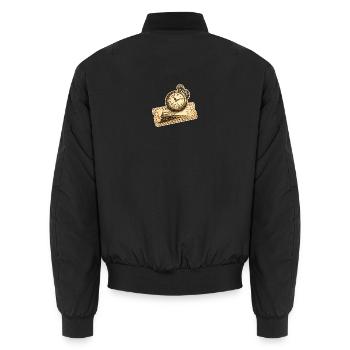 Historische Uhr Lokomotive - Unisex Bomberjacke - Schwarz - Hinten - AI Model Male 185 light (185cm)