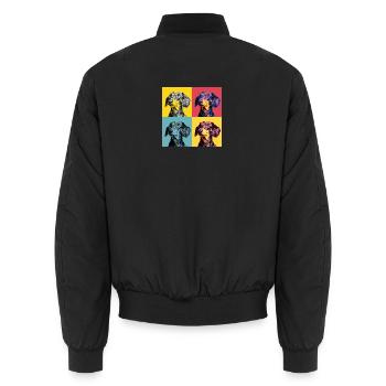 Pop Art Dachshund Quad - Unisex Bomber Jacket - black - Back - AI Model Male 185 light (185cm)