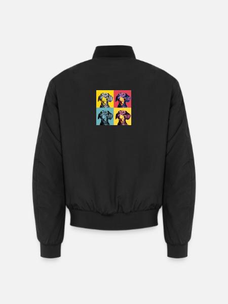 Pop Art Dachshund Quad - Unisex Bomber Jacket - black