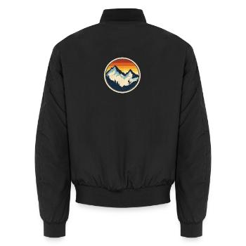 Sunset Mountains Vintage Cyclist Mountain Bike - Unisex Bomber Jacket - black - Back - AI Model Male 185 light (185cm)
