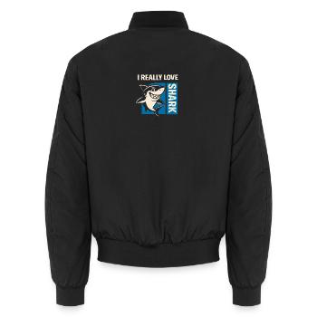 I Really Love Shark - Unisex Bomber Jacket - black - Back - AI Model Male 185 light (185cm)