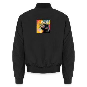 Lebendiges Popkatzenporträt - Unisex Bomberjacke - Schwarz - Hinten - AI Model Male 185 light (185cm)