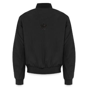 Coffee First, Everything Later – Lustig Kaffee - Unisex Bomber Jacket - black - Back - AI Model Male 185 light (185cm)
