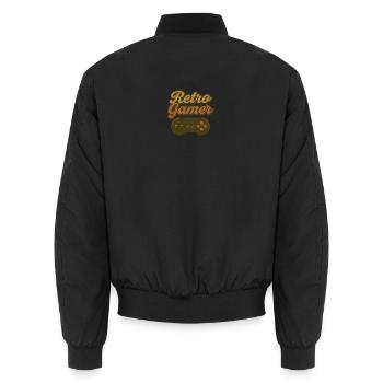 Retro Gamer Controller Design - Unisex Bomber Jacket - black - Back - AI Model Male 185 light (185cm)