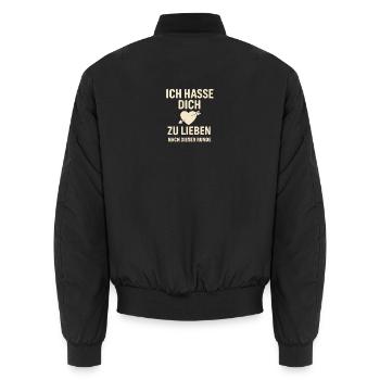 I Hate You To Love – Round Heart Gift - Unisex Bomber Jacket - black - Back - AI Model Male 185 light (185cm)