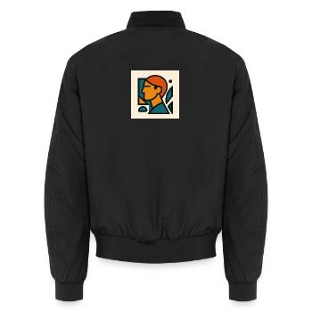 Blau-Orange-Geometrisches Porträt - Unisex Bomberjacke - Schwarz - Hinten - AI Model Male 185 light (185cm)