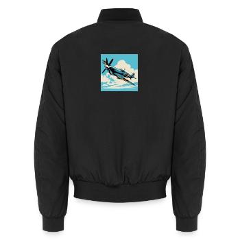 Vintage Prop Airshow Pop Art - Unisex Bomber Jacket - black - Back - AI Model Male 185 light (185cm)