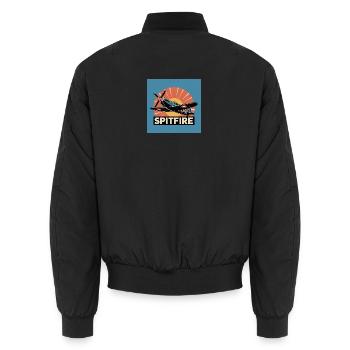 Spitfire Retro Aviation Print - Unisex Bomberjacke - Schwarz - Hinten - AI Model Male 185 light (185cm)