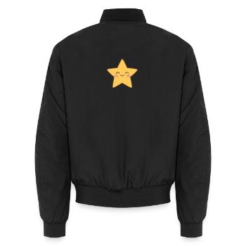 Kawaii Gelber Stern Lächeln - Unisex Bomberjacke - Schwarz - Hinten - AI Model Male 185 light (185cm)