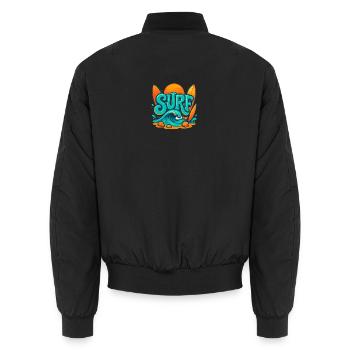 Art des mots Sunset Surf - Bomber unisexe - noir - Dos - AI Model Male 185 light (185cm)