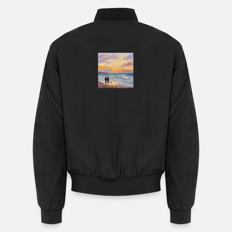 Sunset over the sea - Unisex Bomber Jacket - black