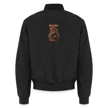 Neon Cobra with Flame Edges Geschenkidew - Unisex Bomber Jacket - black - Back - AI Model Male 185 light (185cm)