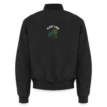 Plant Lady Monstera - Unisex Bomber Jacket - black - Back - AI Model Male 185 light (185cm)