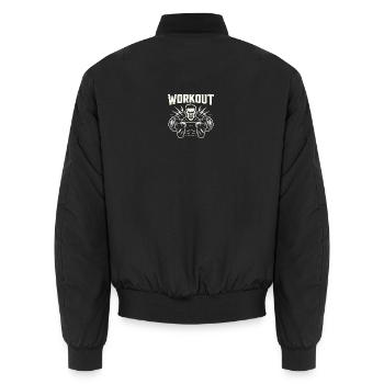 Powerful Heavy Weight Training - Unisex Bomber Jacket - black - Back - AI Model Male 185 light (185cm)