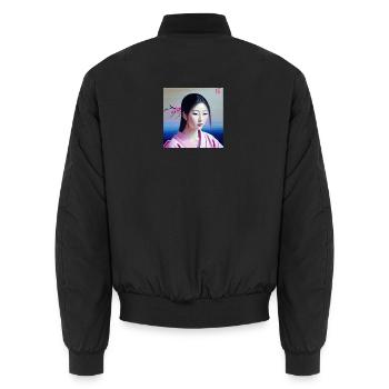 Silent Blossom – Aesthetic Art Design - Unisex Bomberjacke - Schwarz - Hinten - AI Model Male 185 light (185cm)