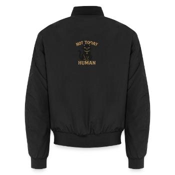 Not Today Human Schwarze Katze Sarkasmus - Unisex Bomberjacke - Schwarz - Hinten - AI Model Male 185 light (185cm)