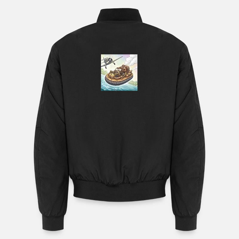 Steampunk Airboat River Chase - Unisex Bomber Jacket - black