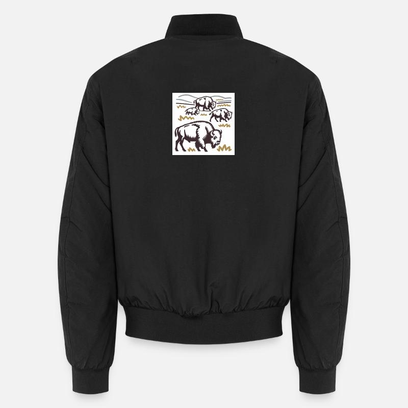 Bisonherde auf der Steppe - Unisex Bomberjacke - Schwarz