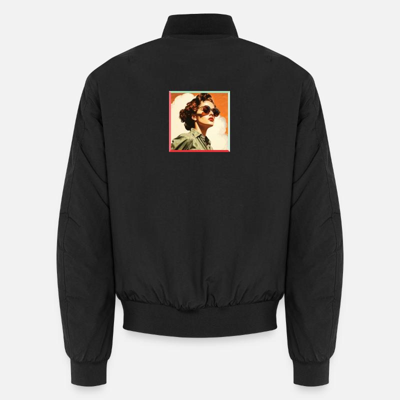 Retro Damenfigur in Sonnenbrille Unisex Bomberjacke