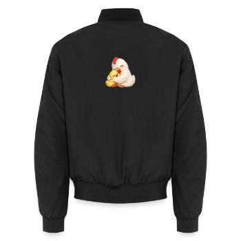 Maman Poule câline son bébé - Bomber unisexe - noir - Dos - AI Model Male 185 light (185cm)