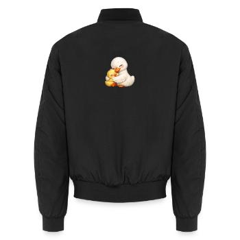 Mom duck cuddles with her baby - Unisex Bomber Jacket - black - Back - AI Model Male 185 light (185cm)