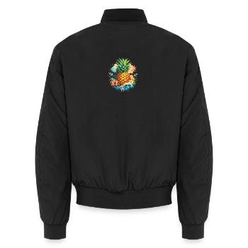 Art aquarelle du Paradis Tropical Pineapple - Bomber unisexe - noir - Dos - AI Model Male 185 light (185cm)