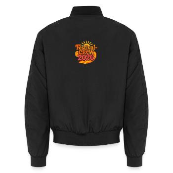 Festival Crew 2026 Retro Sunset - Unisex Bomberjacke - Schwarz - Hinten - AI Model Male 185 light (185cm)