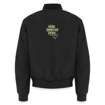 Hör immer auf dein Herz - Unisex Bomberjacke - Schwarz - Hinten - AI Model Male 185 light (185cm)