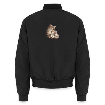 Maman chatte câline son adorable chaton mignon - Bomber unisexe - noir - Dos - AI Model Male 185 light (185cm)