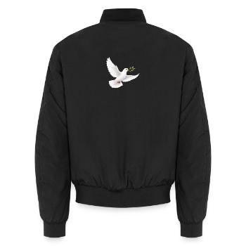 Colombe blanche avec rameau d’olivier - Colombe de la paix - Bomber unisexe - noir - Dos - AI Model Male 185 light (185cm)
