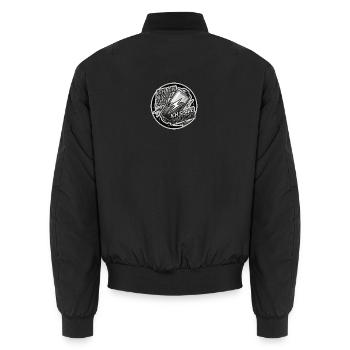 Ich spare Energie Sticker - Unisex Bomberjacke - Schwarz - Hinten - AI Model Male 185 light (185cm)
