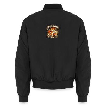 Pizzalieferhund auf Roller - Unisex Bomberjacke - Schwarz - Hinten - AI Model Male 185 light (185cm)