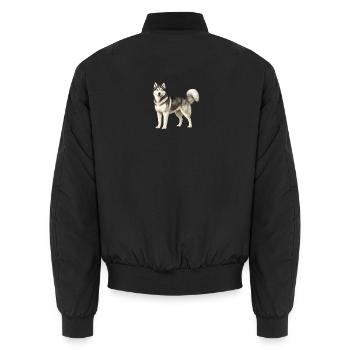 Husky Portrait im Nebel - Unisex Bomberjacke - Schwarz - Hinten - AI Model Male 185 light (185cm)
