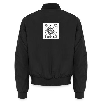 Tarot der Dämmerung – Gotische okkulte Linienkunst - Unisex Bomberjacke - Schwarz - Hinten - AI Model Male 185 light (185cm)