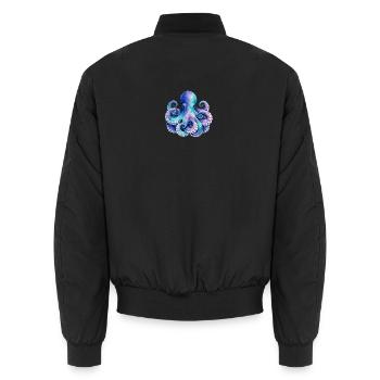 Watercolor Squid Blue-Pure - Unisex Bomber Jacket - black - Back - AI Model Male 185 light (185cm)