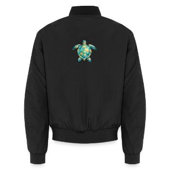 Water Mosaic Turtle - Unisex Bomber Jacket - black - Back - AI Model Male 185 light (185cm)