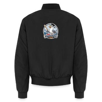 Gelehrte Möwe am Hafen - Unisex Bomberjacke - Schwarz - Hinten - AI Model Male 185 light (185cm)