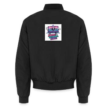 Pause Rewind Vibe Cassette - Unisex Bomber Jacket - black - Back - AI Model Male 185 light (185cm)