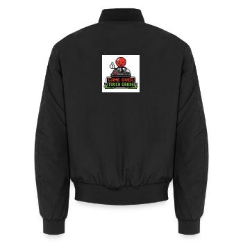 Game Over Touch Grass Pixel - Unisex Bomber Jacket - black - Back - AI Model Male 185 light (185cm)