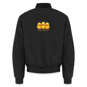 Happy Quitschis - Unisex Bomber Jacket - black - Back - AI Model Male 185 light (185cm)