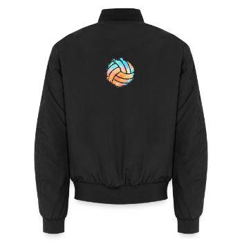 Beachvolleyvall Volleyball - Unisex Bomber Jacket - black - Back - AI Model Male 185 light (185cm)