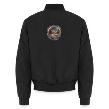 Cosmic Tree and Galactic Visions - Unisex Bomber Jacket - black - Back - AI Model Male 185 light (185cm)
