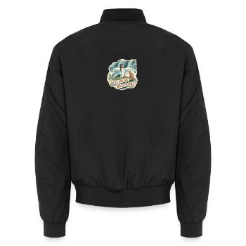 Woman by the waterfall in retro style - Unisex Bomber Jacket - black - Back - AI Model Male 185 light (185cm)