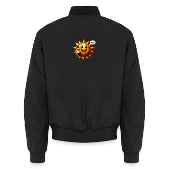 Sonnenlächeln am Telefon - Unisex Bomberjacke - Schwarz - Hinten - AI Model Male 185 light (185cm)